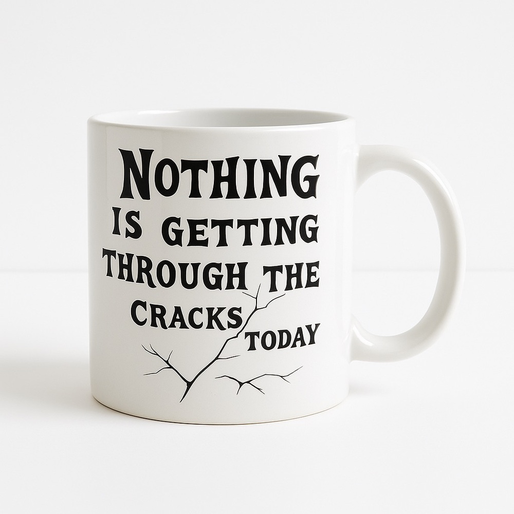 Vintage 1980s MSRF Design Studio Novelty Mug “Cracks Today” 15 oz Coffee Cup